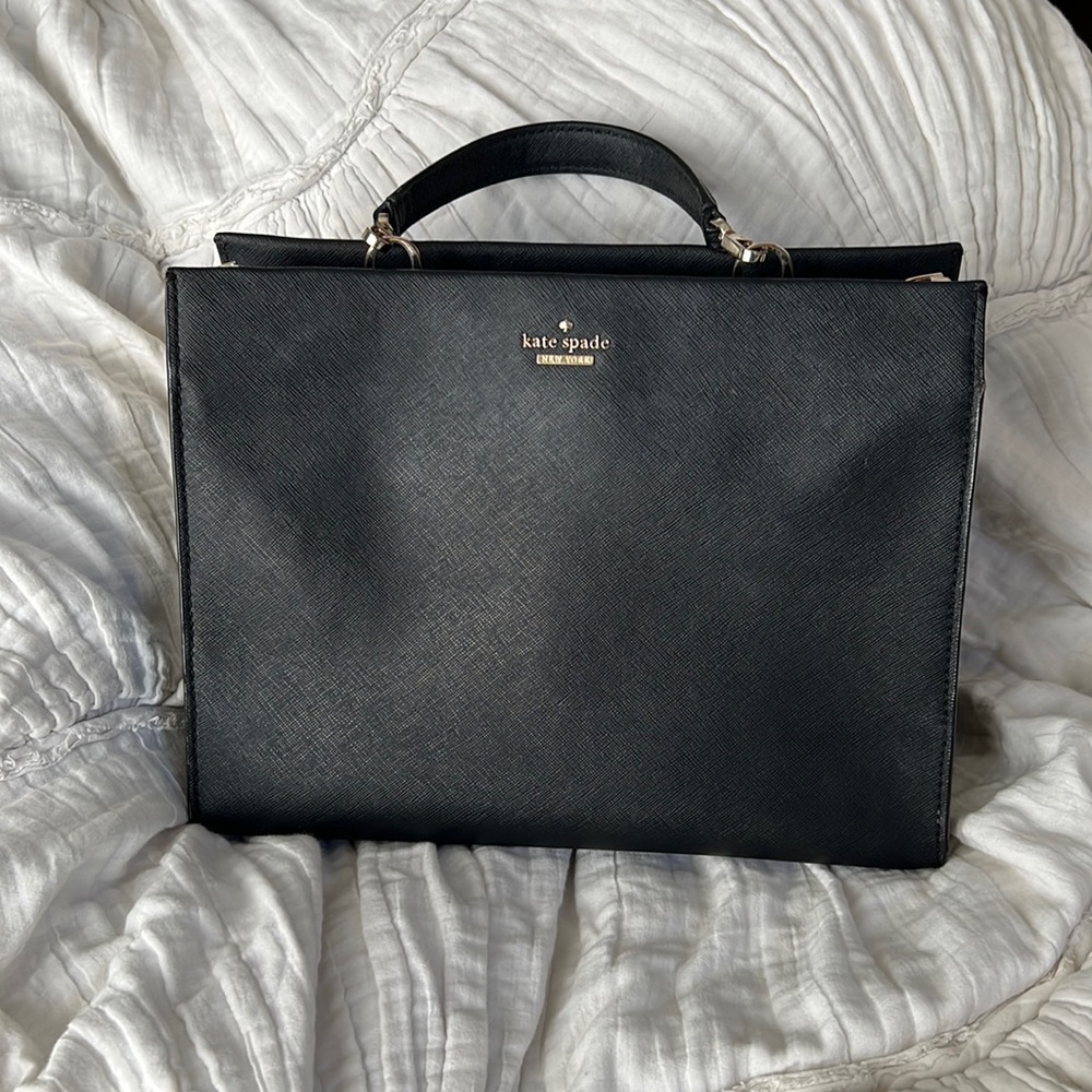 Black leather Kate Spade New York bag removable crossbody and handheld strap